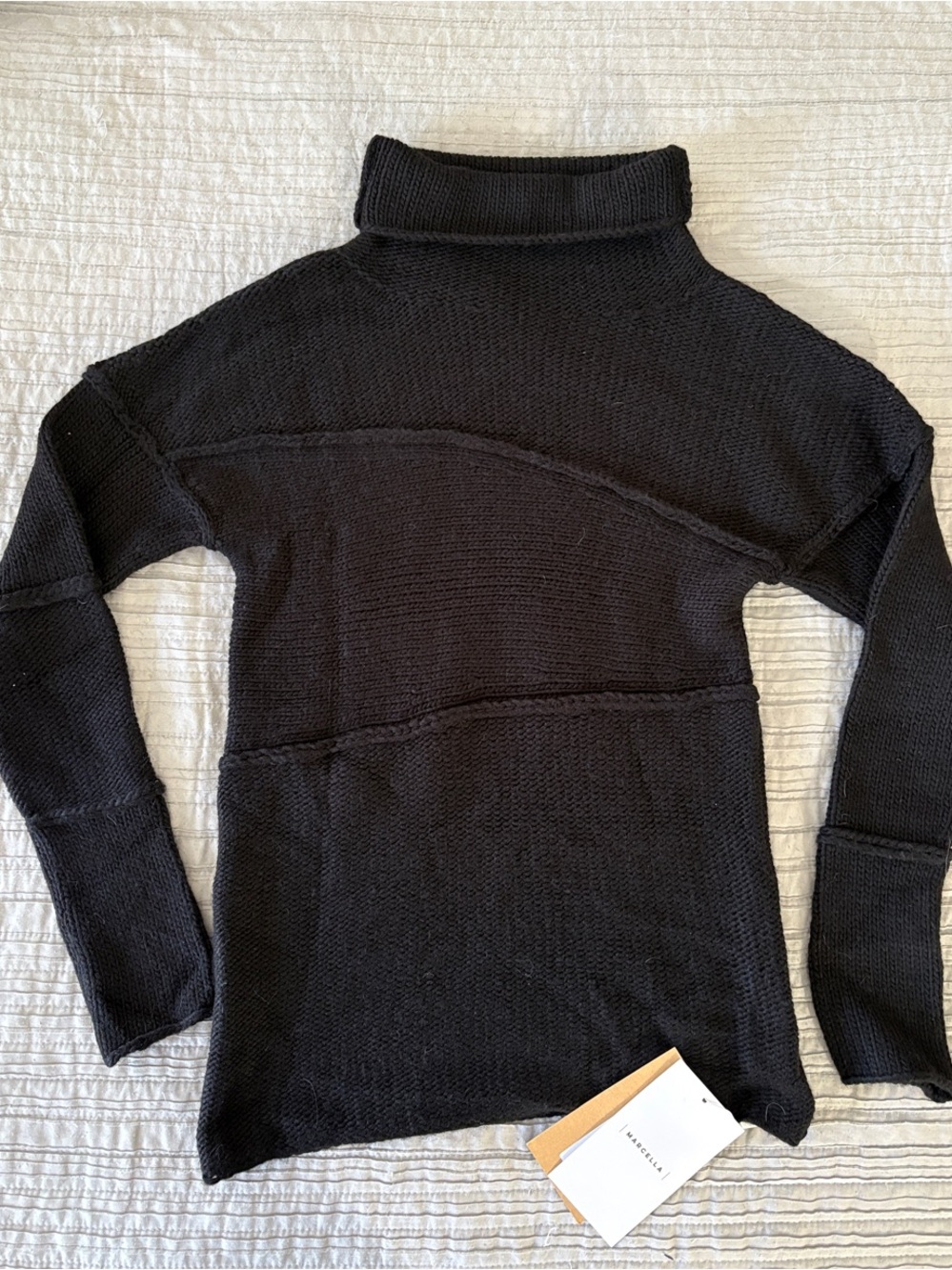 MARELLA Black Funnel Neck Knit Sweater